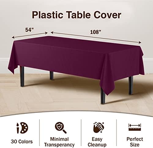 Plum Plastic Table Covers | 12 Pack | 54 in. x 108 in.