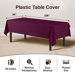 Plum Plastic Table Covers | 12 Pack | 54 in. x 108 in.