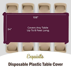 Plum Plastic Table Covers | 12 Pack | 54 in. x 108 in.