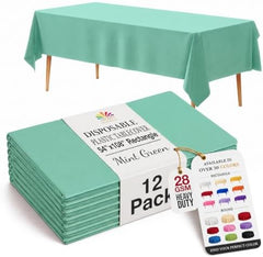Mint Plastic Table Covers | 12 Pack | 54 in. x 108 in.