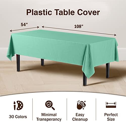 Mint Plastic Table Covers | 12 Pack | 54 in. x 108 in.