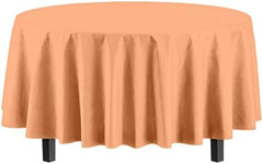 Round Peach Plastic Table Covers | 12 Pack | 84 in.