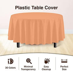 Round Peach Plastic Table Covers | 12 Pack | 84 in.