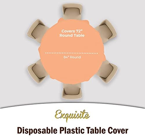 Round Peach Plastic Table Covers | 12 Pack | 84 in.
