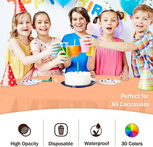 Round Peach Plastic Table Covers | 12 Pack | 84 in.