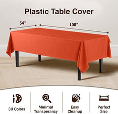 Orange Plastic Table Covers | 12 Pack | 54 in. x 108 in.