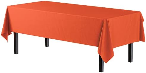 Orange Plastic Table Covers | 12 Pack | 54 in. x 108 in.