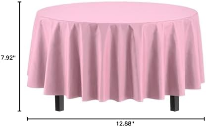 Round Pink Plastic Table Covers | 12 Pack | 84 in.