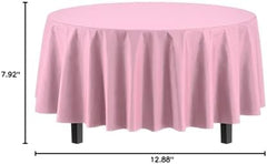 Round Pink Plastic Table Covers | 12 Pack | 84 in.