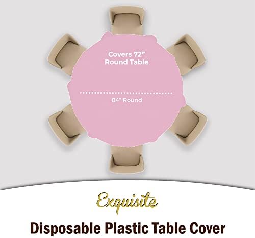 Round Pink Plastic Table Covers | 12 Pack | 84 in.