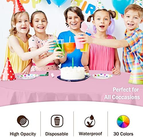Round Pink Plastic Table Covers | 12 Pack | 84 in.