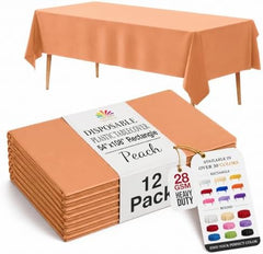Peach Plastic Table Covers | 12 Pack | 54 in. x 108 in.