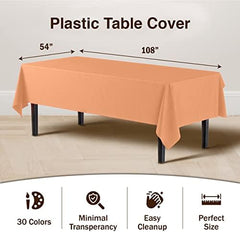 Peach Plastic Table Covers | 12 Pack | 54 in. x 108 in.