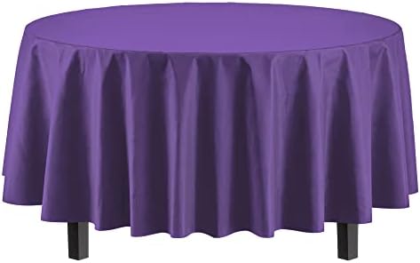 Round Purple Plastic Table Covers | 12 Pack | 84 in.