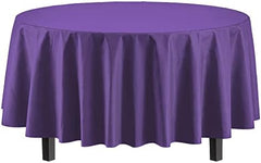 Round Purple Plastic Table Covers | 12 Pack | 84 in.