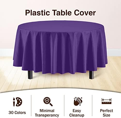 Round Purple Plastic Table Covers | 12 Pack | 84 in.
