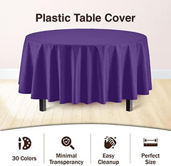 Round Purple Plastic Table Covers | 12 Pack | 84 in.