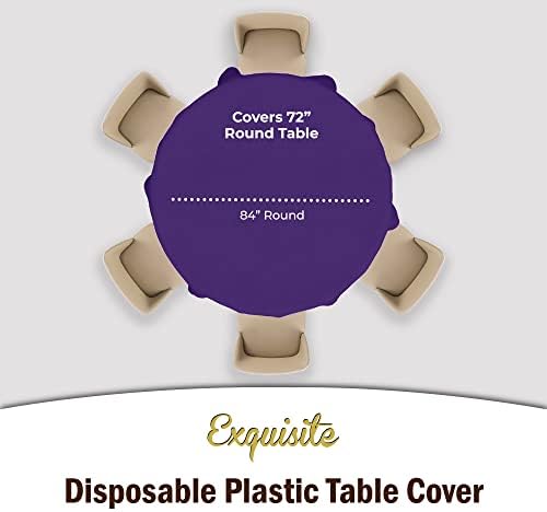 Round Purple Plastic Table Covers | 12 Pack | 84 in.