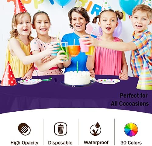 Round Purple Plastic Table Covers | 12 Pack | 84 in.