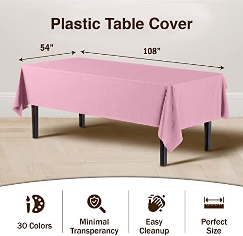 Pink Plastic Table Covers | 12 Pack | 54 in. x 108 in.