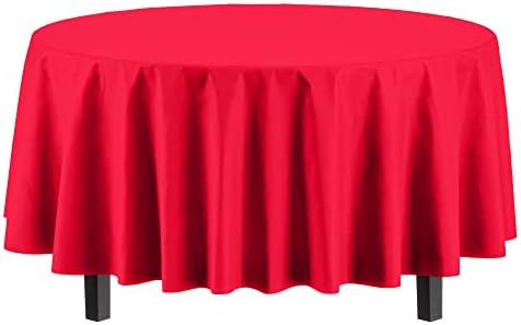Round Red Plastic Table Covers | 12 Pack | 84 in.