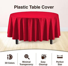Round Red Plastic Table Covers | 12 Pack | 84 in.