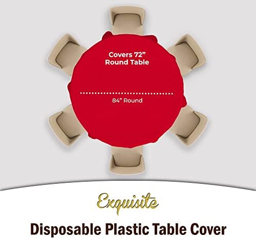 Round Red Plastic Table Covers | 12 Pack | 84 in.