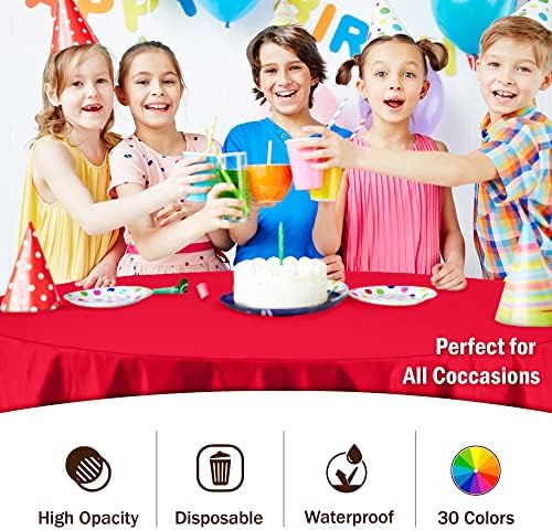 Round Red Plastic Table Covers | 12 Pack | 84 in.