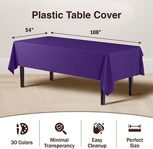 Purple Plastic Table Covers | 12 Pack | 54 in. x 108 in.