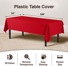 Red Plastic Table Covers | 12 Pack | 54 in. x 108 in.
