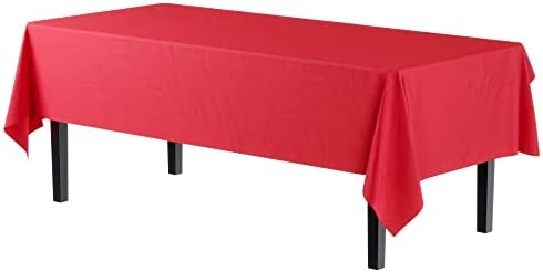 Red Plastic Table Covers | 12 Pack | 54 in. x 108 in.