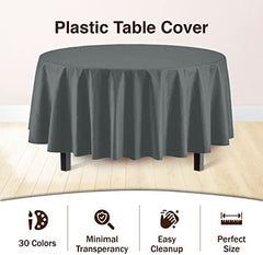 Round Silver Plastic Table Covers | 12 Pack | 84 in.