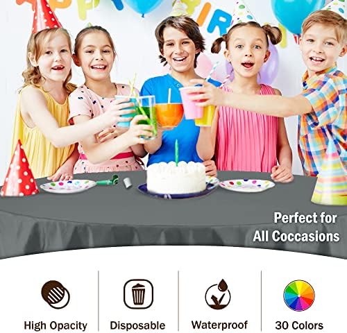 Round Silver Plastic Table Covers | 12 Pack | 84 in.
