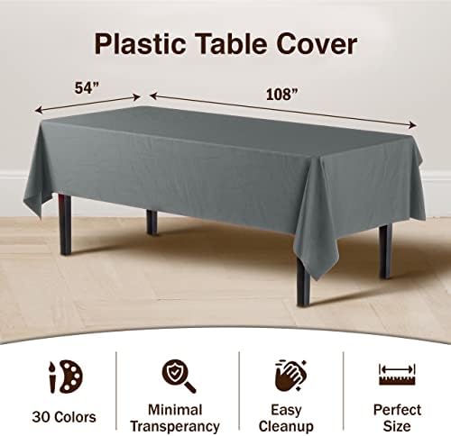 Silver Plastic Table Covers | 12 Pack | 54 in. x 108 in.