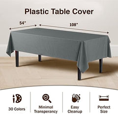 Silver Plastic Table Covers | 12 Pack | 54 in. x 108 in.