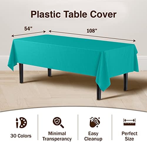 Teal Plastic Table Covers | 12 Pack | 54 in. x 108 in.