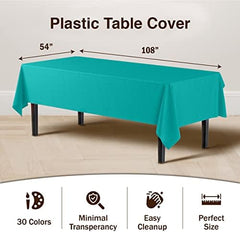 Teal Plastic Table Covers | 12 Pack | 54 in. x 108 in.