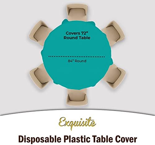 Round Teal Plastic Table Covers | 12 Pack | 84 in.
