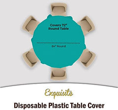 Round Teal Plastic Table Covers | 12 Pack | 84 in.