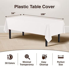 White Plastic Table Covers | 12 Pack | 54 in. x 108 in.