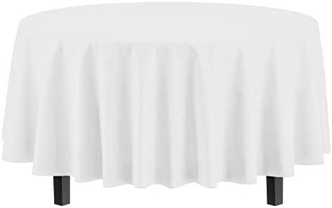 Round White Plastic Table Covers | 12 Pack | 84 in.