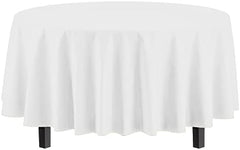 Round White Plastic Table Covers | 12 Pack | 84 in.