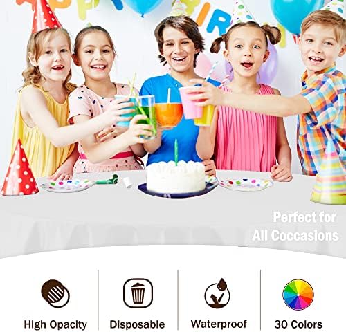 Round White Plastic Table Covers | 12 Pack | 84 in.