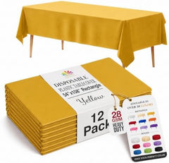 Yellow Plastic Table Covers | 12 Pack | 54 in. x 108 in.