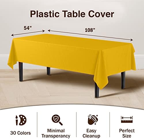Yellow Plastic Table Covers | 12 Pack | 54 in. x 108 in.
