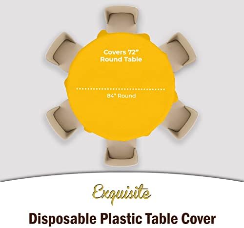 Round Yellow Plastic Table Covers | 12 Pack | 84 in.