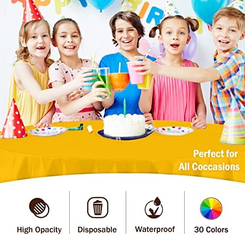 Round Yellow Plastic Table Covers | 12 Pack | 84 in.