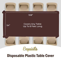 Brown Plastic Table Covers | 12 Pack | 54 in. x 108 in.