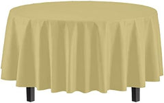 Round Light Yellow Plastic Table Covers | 12 Pack | 84 in.