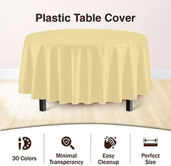 Round Light Yellow Plastic Table Covers | 12 Pack | 84 in.